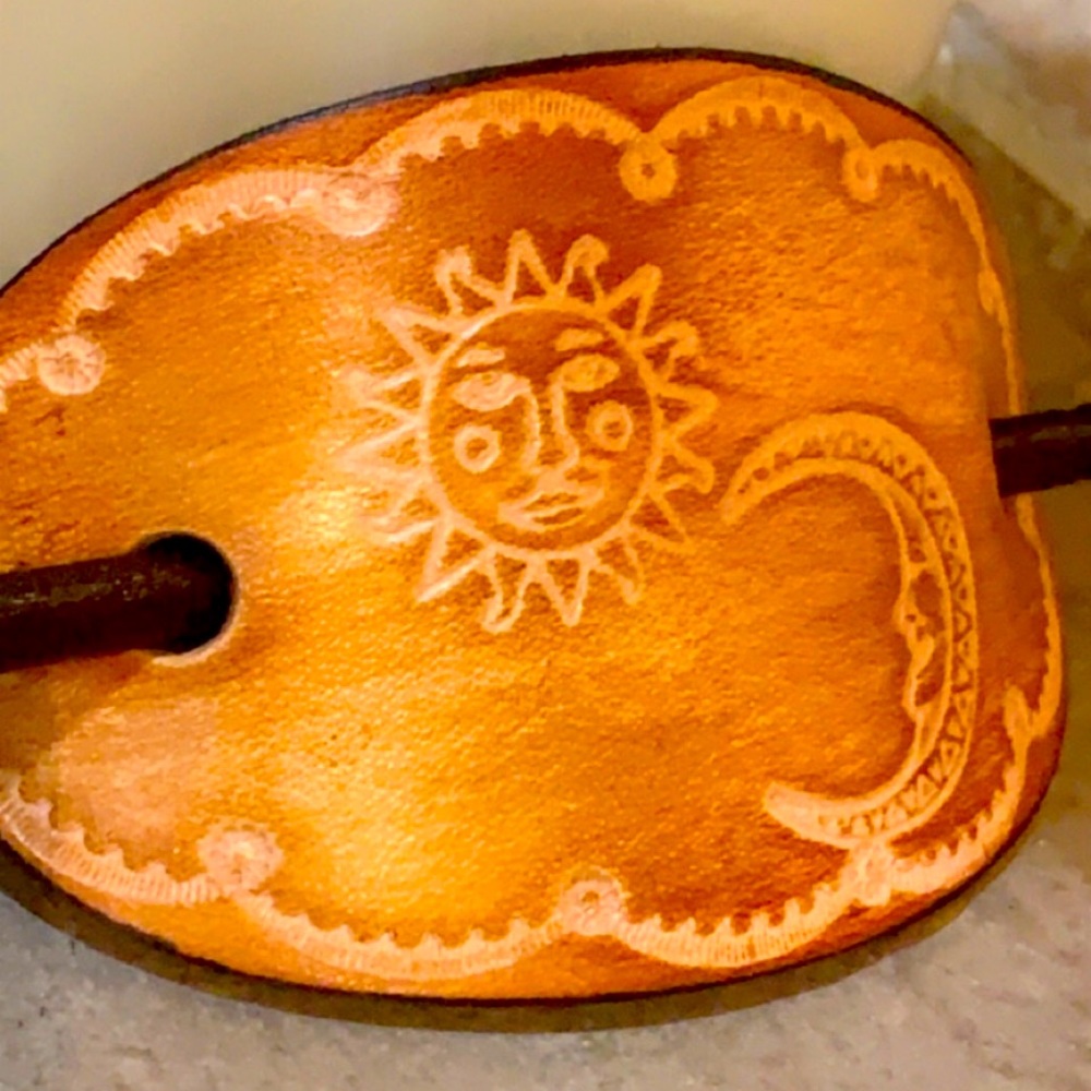 ☀️🌙 Genuine Leather Hand Tooled Bun🌙☀️